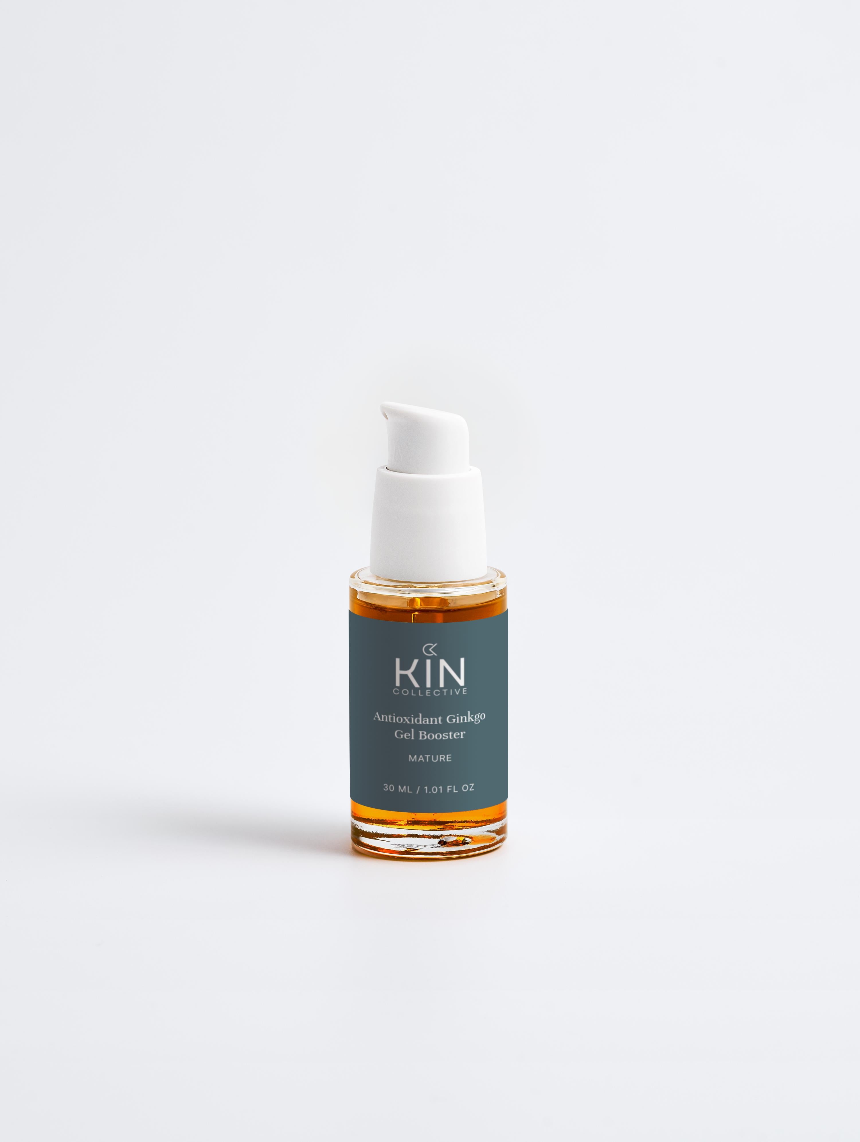 Antioxidant Ginkgo Gel Booster serum bottle with pump for mature sensitive skin