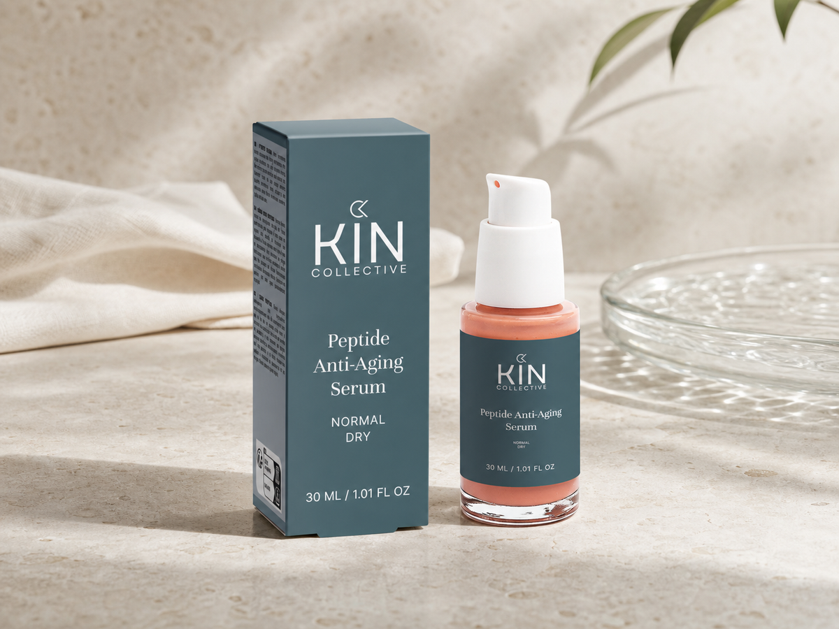 Kin Collective Peptide Anti-Aging Serum in a targeted skincare ritual
